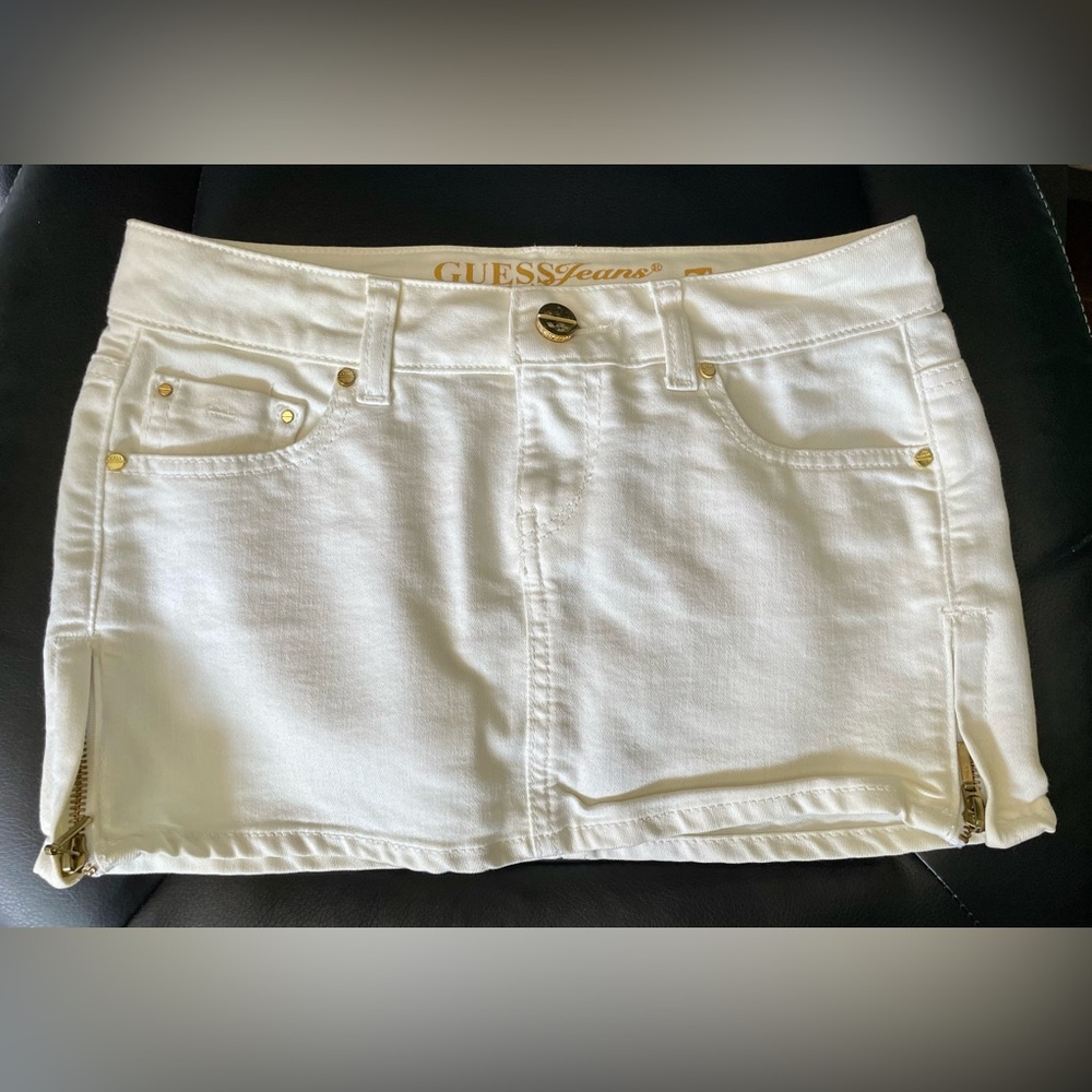 Guess White Denim Mini Skirt